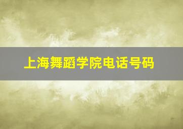 上海舞蹈学院电话号码