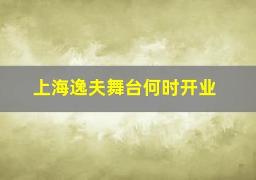 上海逸夫舞台何时开业