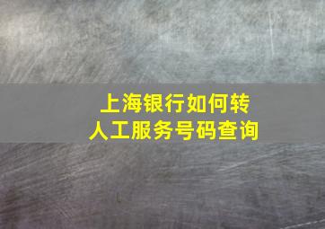 上海银行如何转人工服务号码查询