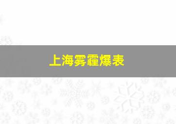 上海雾霾爆表