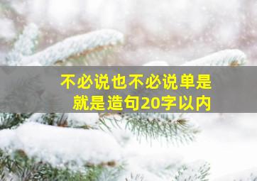 不必说也不必说单是就是造句20字以内