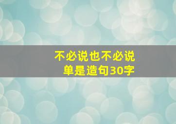 不必说也不必说单是造句30字