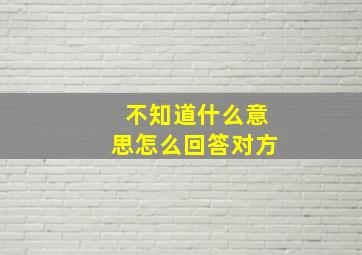 不知道什么意思怎么回答对方