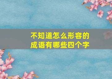 不知道怎么形容的成语有哪些四个字