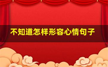 不知道怎样形容心情句子