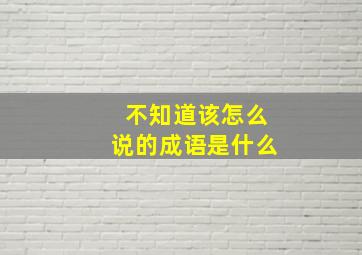 不知道该怎么说的成语是什么