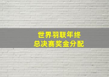 世界羽联年终总决赛奖金分配