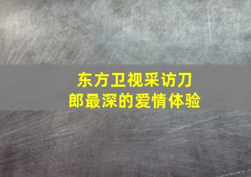 东方卫视采访刀郎最深的爱情体验