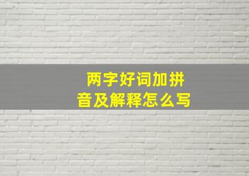 两字好词加拼音及解释怎么写