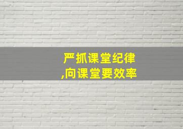 严抓课堂纪律,向课堂要效率