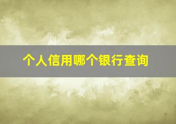 个人信用哪个银行查询