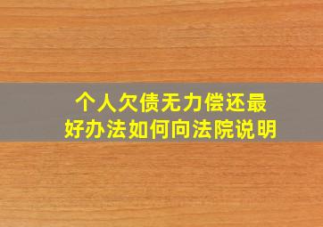 个人欠债无力偿还最好办法如何向法院说明