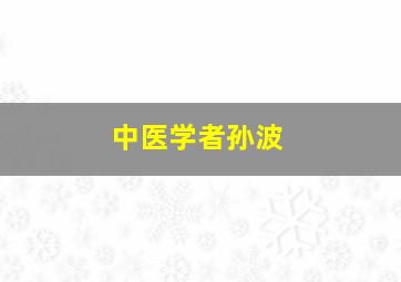 中医学者孙波