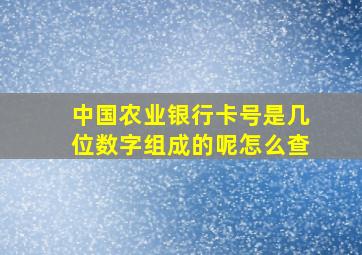 中国农业银行卡号是几位数字组成的呢怎么查