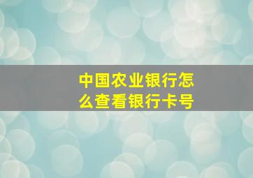 中国农业银行怎么查看银行卡号