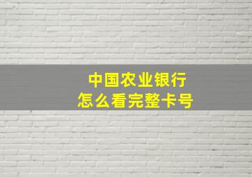 中国农业银行怎么看完整卡号