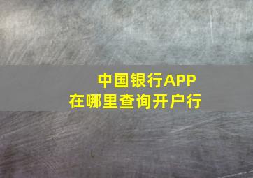 中国银行APP在哪里查询开户行