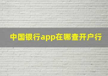 中国银行app在哪查开户行