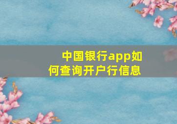 中国银行app如何查询开户行信息