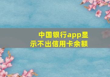 中国银行app显示不出信用卡余额