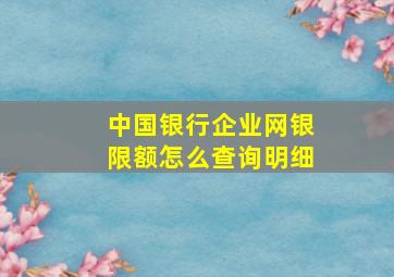 中国银行企业网银限额怎么查询明细