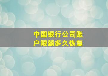 中国银行公司账户限额多久恢复