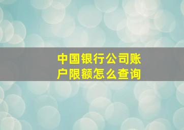 中国银行公司账户限额怎么查询