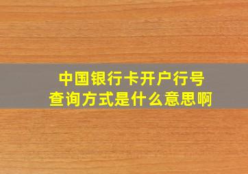 中国银行卡开户行号查询方式是什么意思啊