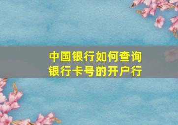 中国银行如何查询银行卡号的开户行