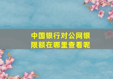 中国银行对公网银限额在哪里查看呢