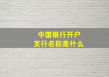 中国银行开户支行名称是什么