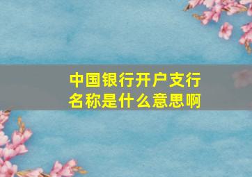 中国银行开户支行名称是什么意思啊