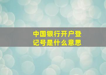 中国银行开户登记号是什么意思