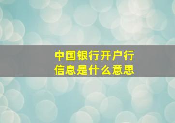 中国银行开户行信息是什么意思