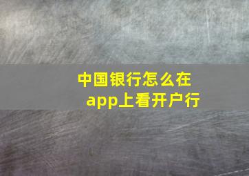 中国银行怎么在app上看开户行