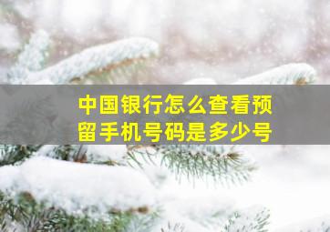 中国银行怎么查看预留手机号码是多少号