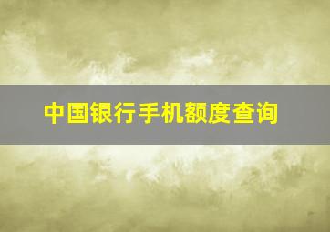 中国银行手机额度查询