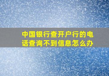 中国银行查开户行的电话查询不到信息怎么办