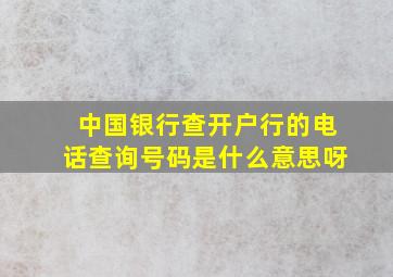 中国银行查开户行的电话查询号码是什么意思呀