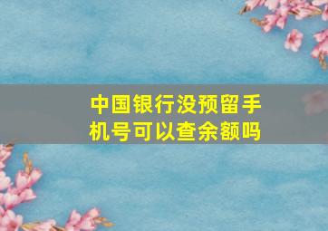 中国银行没预留手机号可以查余额吗