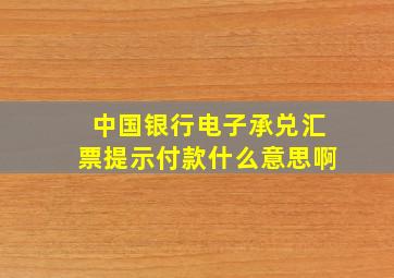 中国银行电子承兑汇票提示付款什么意思啊