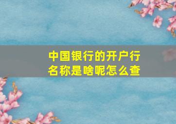 中国银行的开户行名称是啥呢怎么查