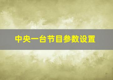 中央一台节目参数设置