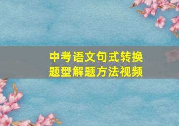 中考语文句式转换题型解题方法视频