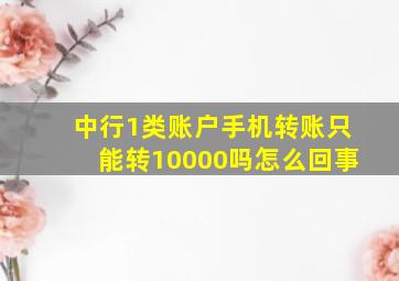 中行1类账户手机转账只能转10000吗怎么回事