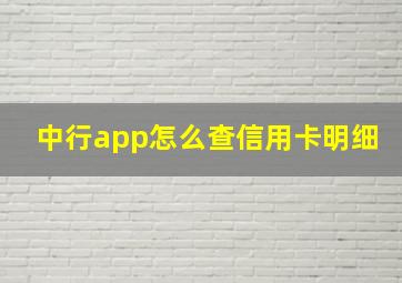 中行app怎么查信用卡明细