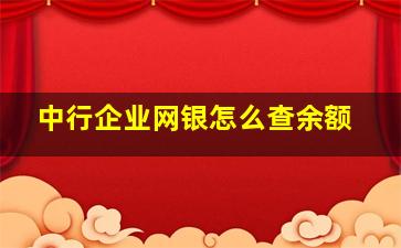 中行企业网银怎么查余额