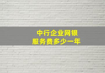 中行企业网银服务费多少一年