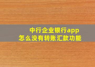 中行企业银行app怎么没有转账汇款功能