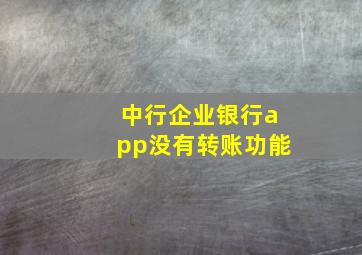 中行企业银行app没有转账功能